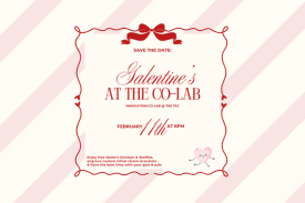 Galentine's at the Co-lab! Enjoy free chicken & waffles, engraved bracelets, and more.